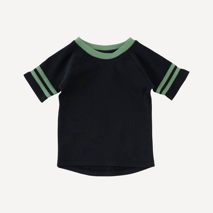 short sleeve football set | black | organic cotton single rib