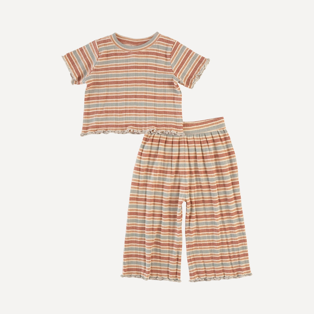short sleeve jade set | multi stripe | organic cotton multi rib