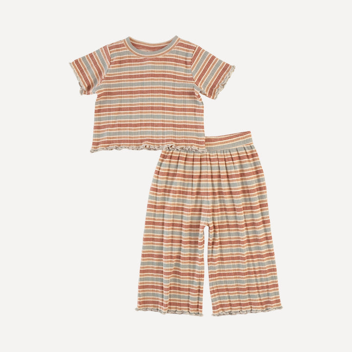 short sleeve jade set | multi stripe | organic cotton multi rib