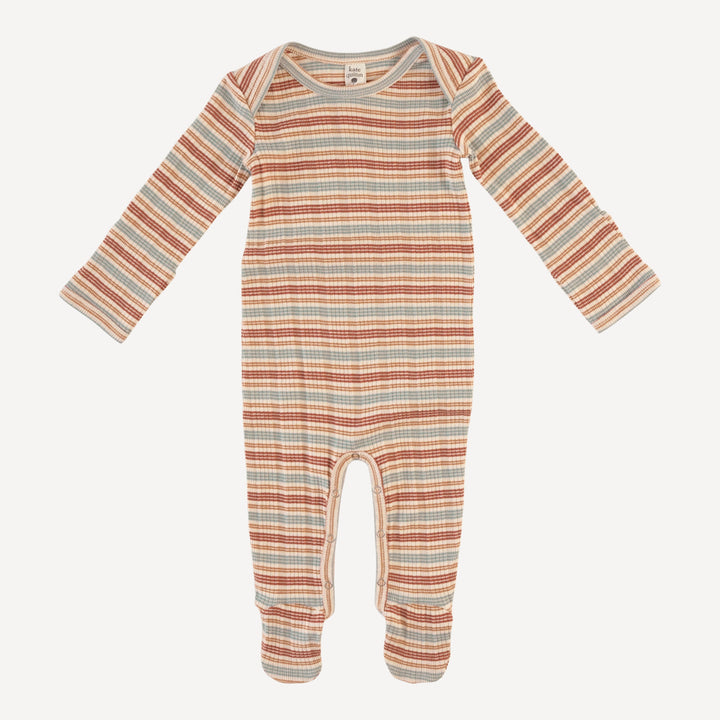 long sleeve lap neck footie | multi stripe | organic cotton multi rib