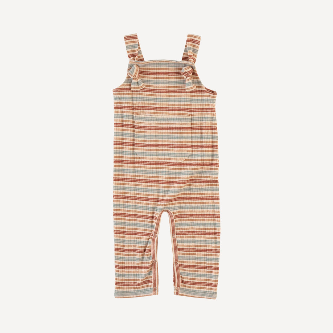 tie pocket overall jumpsuit | multi stripe | organic cotton multi rib