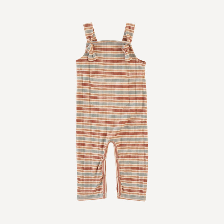 tie pocket overall jumpsuit | multi stripe | organic cotton multi rib