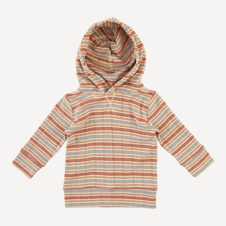 long sleeve essential skinny hoodie | multi stripe | organic cotton multi rib