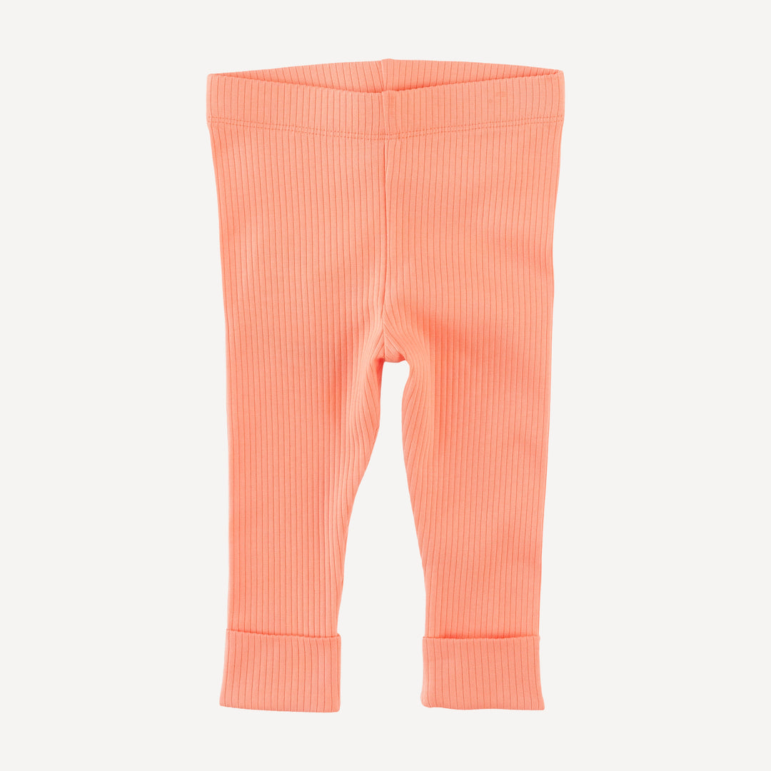 classic cuffed legging | papaya | organic cotton single rib