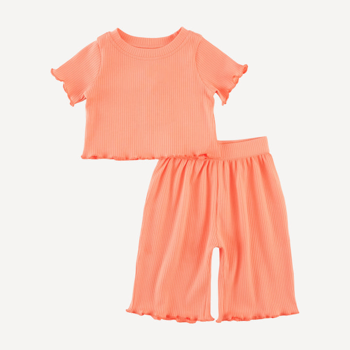 short sleeve jade set | papaya | organic cotton single rib