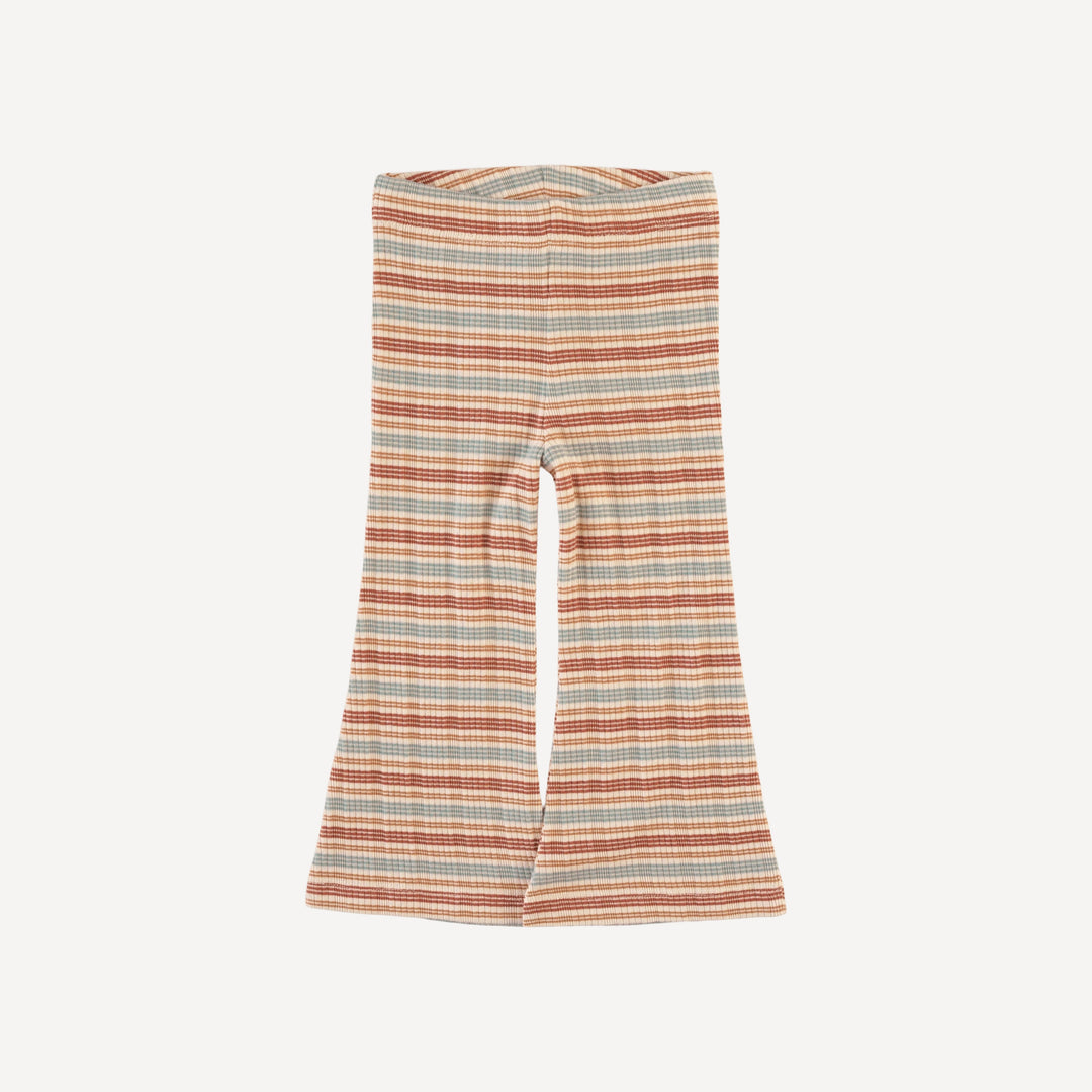 flare leg pant | multi stripe | organic cotton multi rib