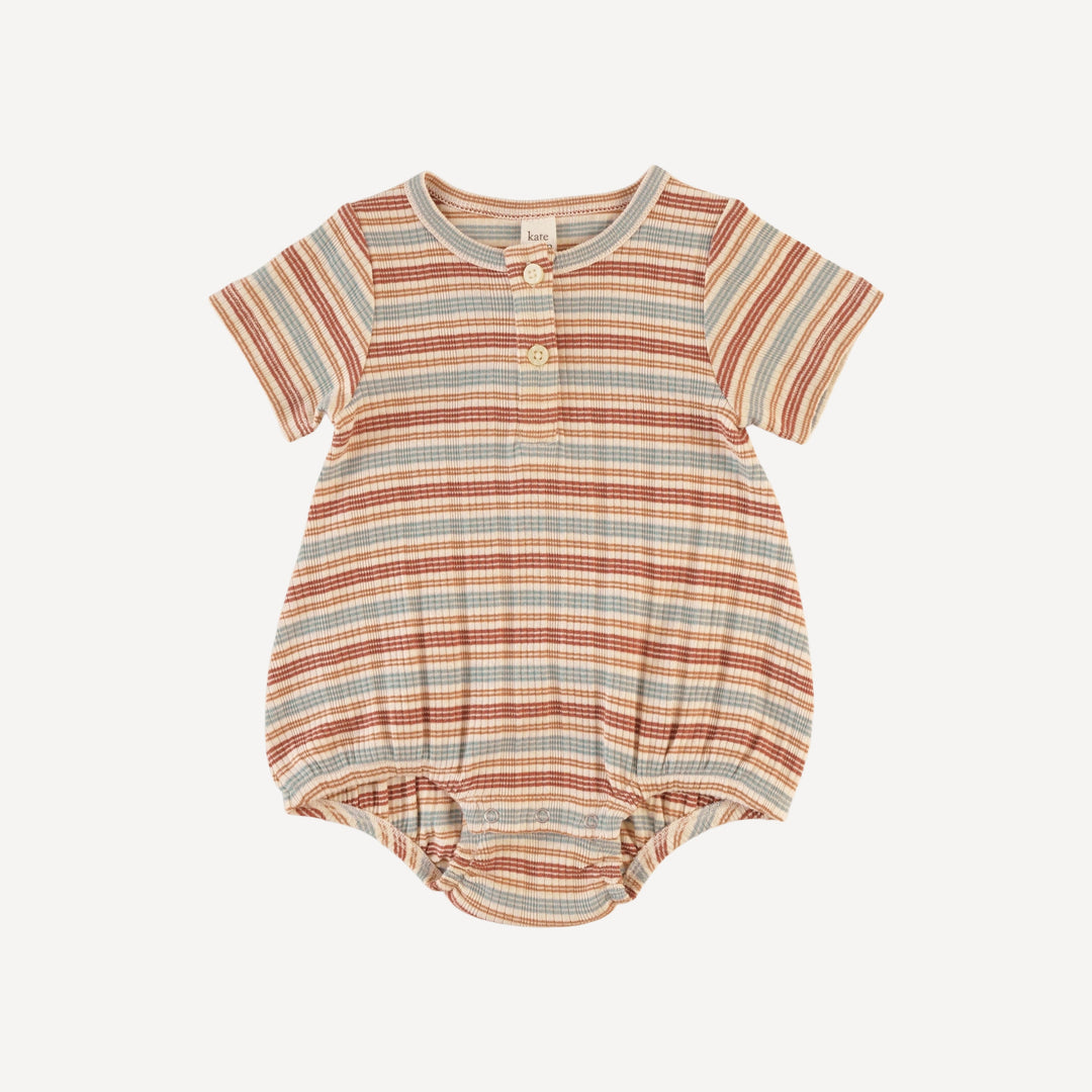 short sleeve henley bubble | multi stripe | organic cotton multi rib