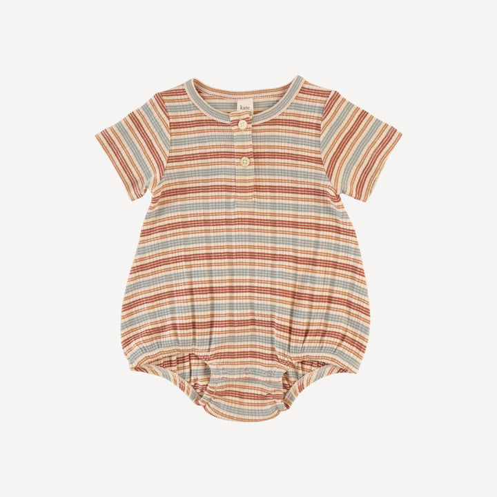 short sleeve henley bubble | multi stripe | organic cotton multi rib