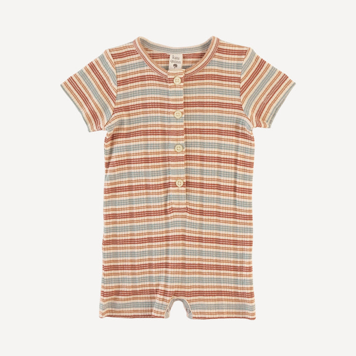 short sleeve union shortie | multi stripe | organic cotton multi rib