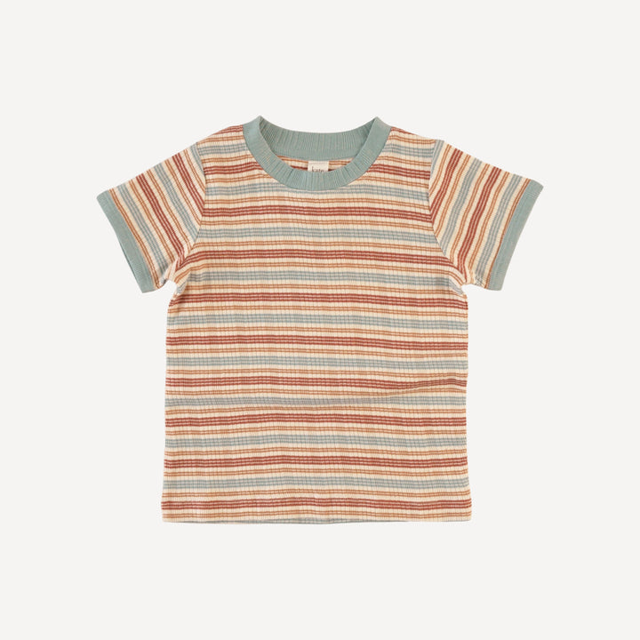 short sleeve ringer tee | multi stripe | organic cotton multi rib