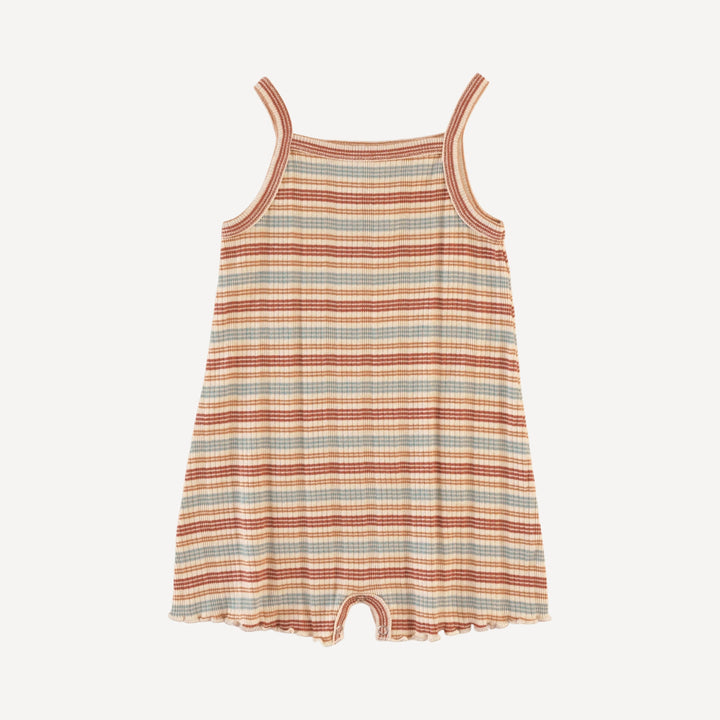 spaghetti strap lettuce shortie | multi stripe | organic cotton multi rib