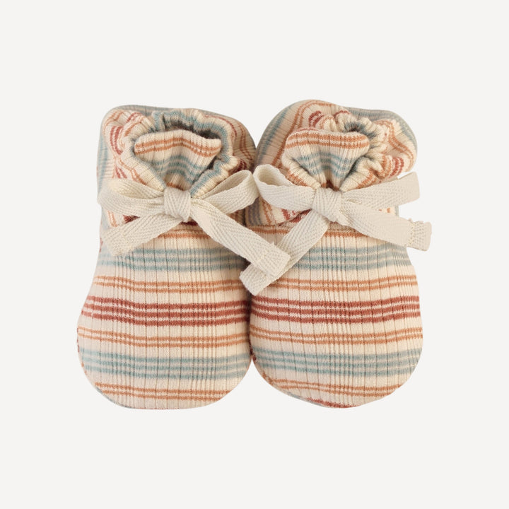 tie booties | multi stripe | organic cotton multi rib