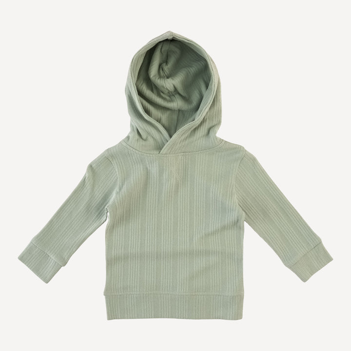 long sleeve essential skinny hoodie | iceberg green | organic cotton multi rib
