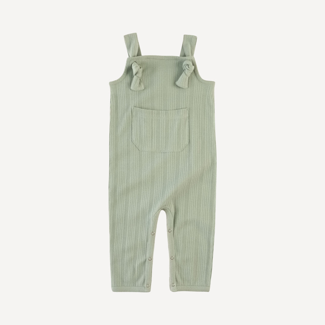 tie pocket overall jumpsuit | iceberg green | organic cotton multi rib