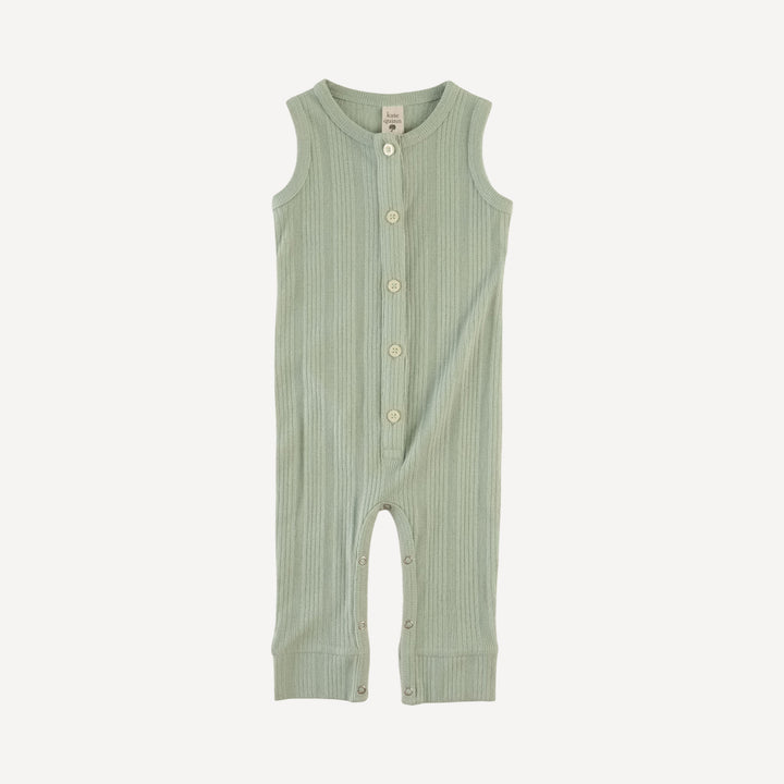 sleeveless button sport jumpsuit | iceberg green | organic cotton multi rib