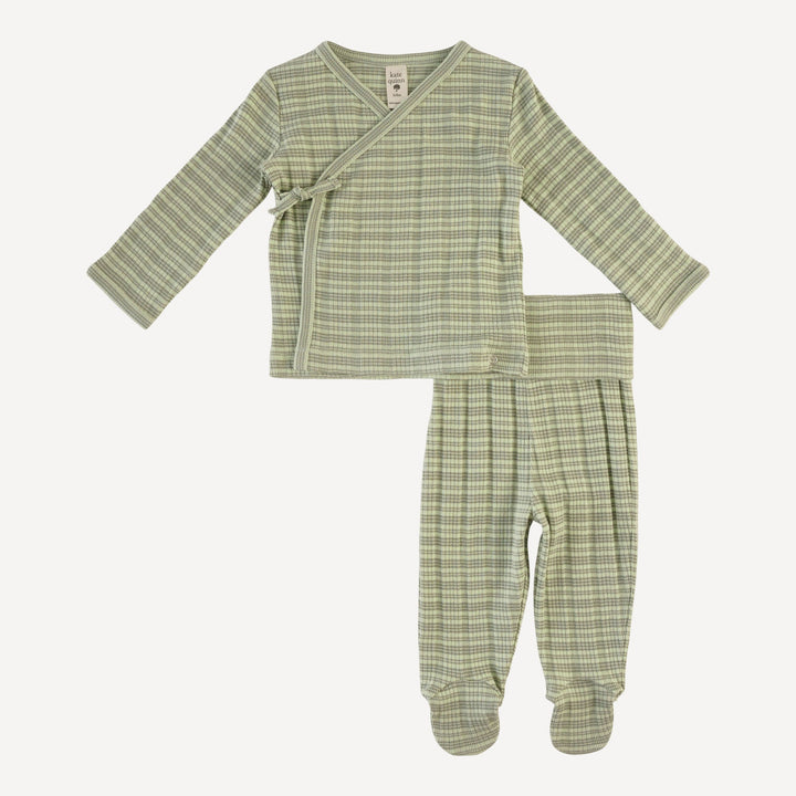 wrap layette set | iceberg stripe | organic cotton multi rib