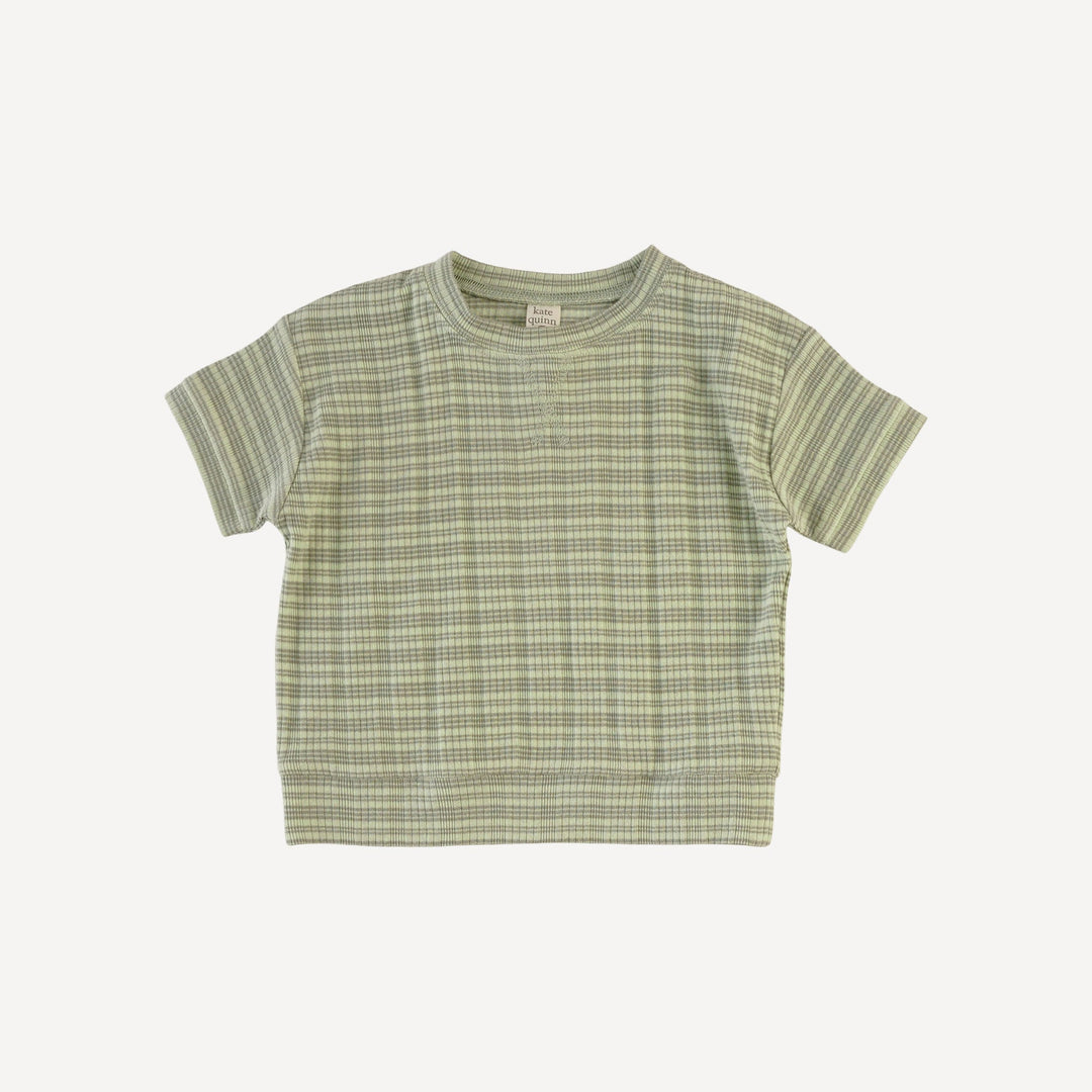 short sleeve relaxed jogger set | iceberg stripe | organic cotton multi rib