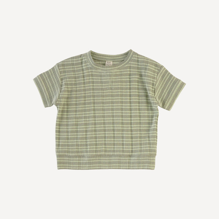 short sleeve relaxed jogger set | iceberg stripe | organic cotton multi rib