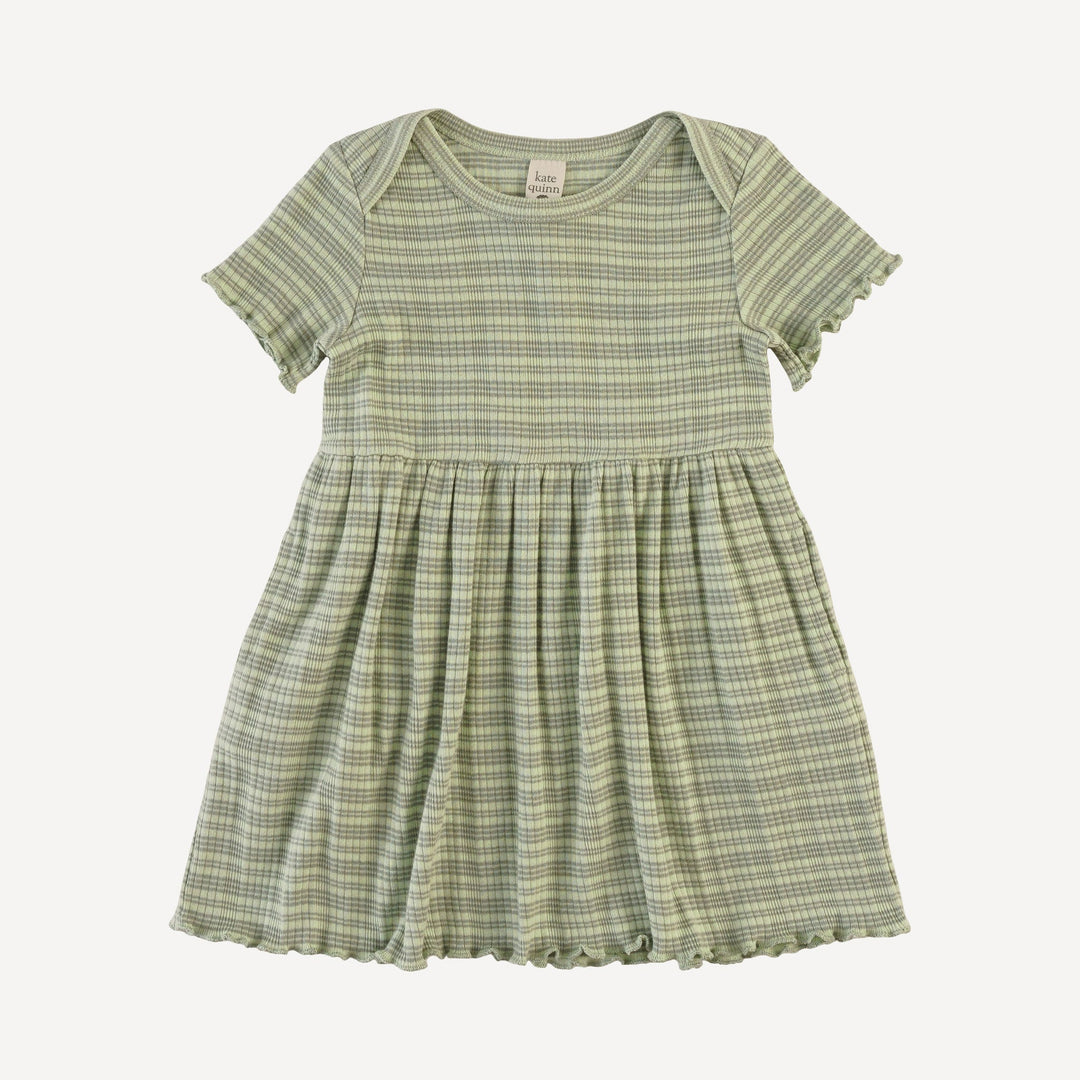 short sleeve lap neck lettuce dress | iceberg stripe | organic cotton multi rib