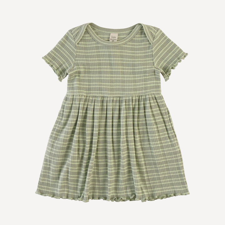 short sleeve lap neck lettuce dress | iceberg stripe | organic cotton multi rib