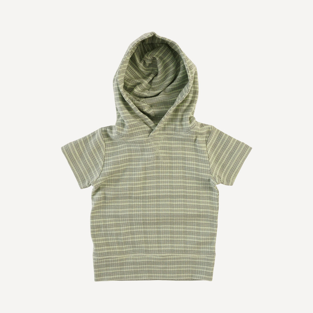 short sleeve essential skinny hoodie | iceberg stripe | organic cotton multi rib