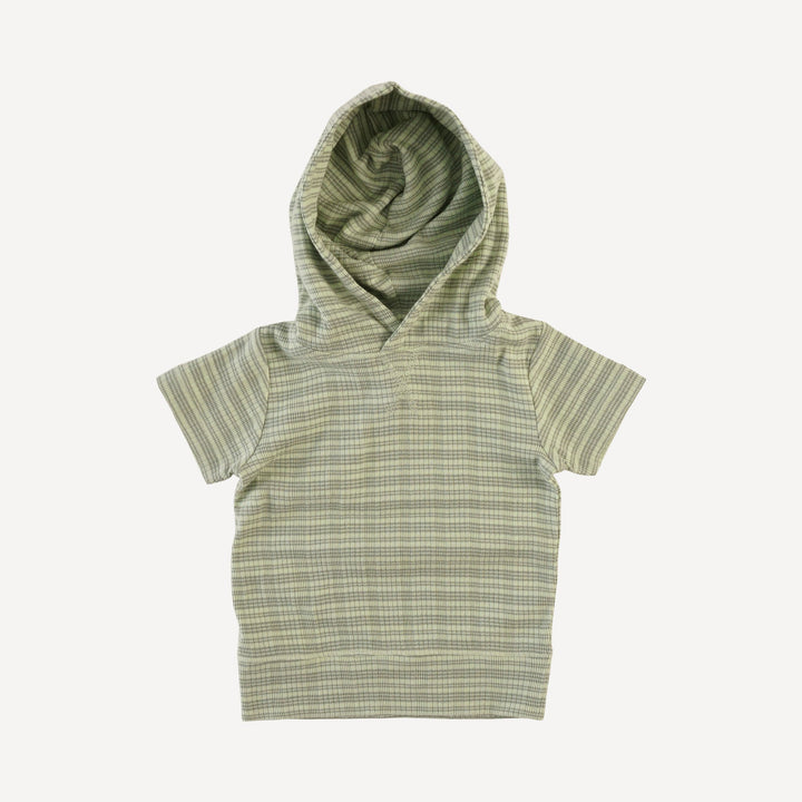 short sleeve essential skinny hoodie | iceberg stripe | organic cotton multi rib