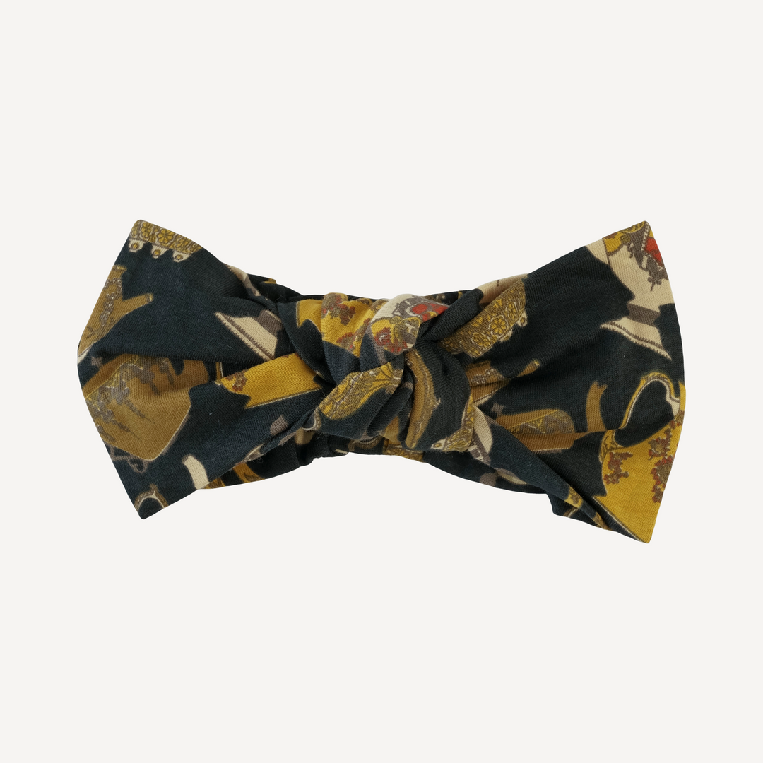large bow elastic headband | gold teapots | organic cotton jersey