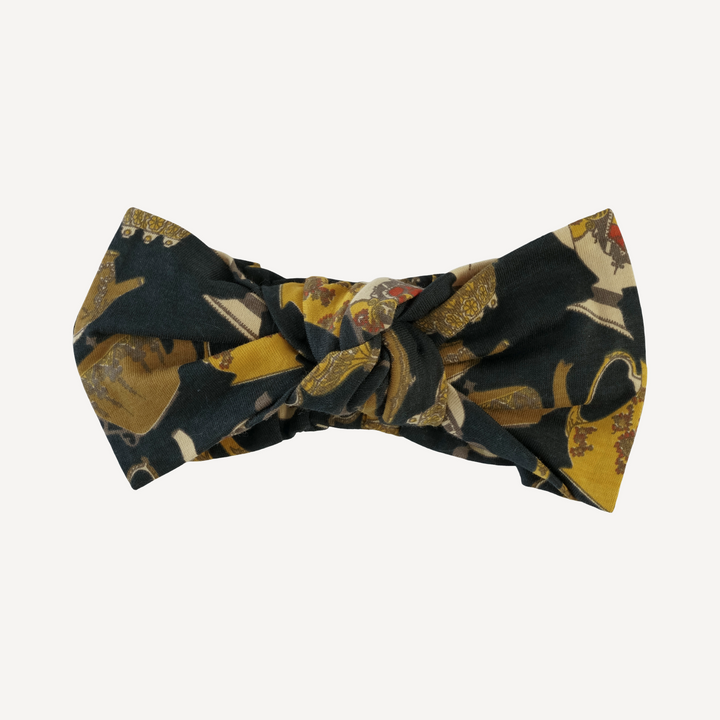 large bow elastic headband | gold teapots | organic cotton jersey