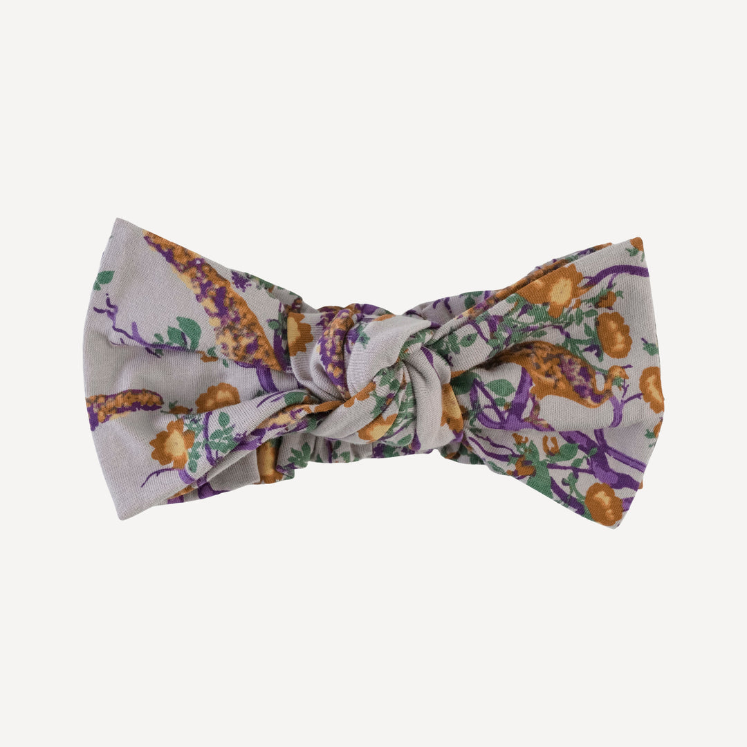 large bow elastic headband | chinoiserie peacock | organic cotton jersey