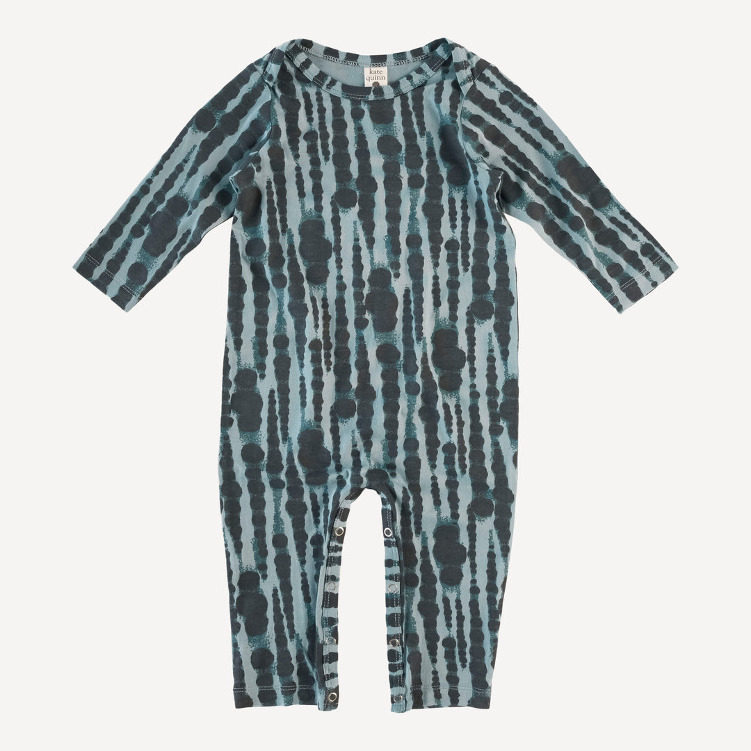 long sleeve lap neck jumpsuit | blue water drops | bamboo