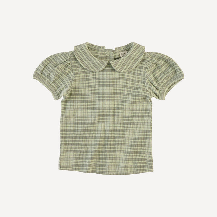 short sleeve peter pan top | iceberg stripe | organic cotton multi rib