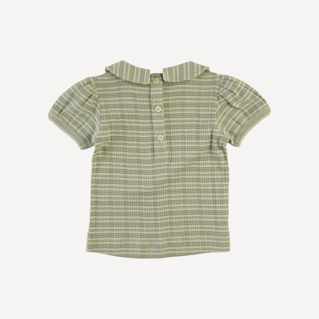 short sleeve peter pan top | iceberg stripe | organic cotton multi rib