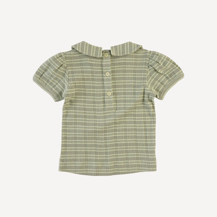 short sleeve peter pan top | iceberg stripe | organic cotton multi rib