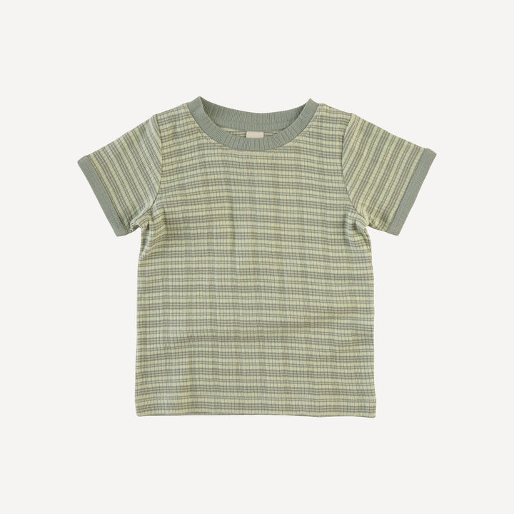 short sleeve ringer tee | iceberg stripe | organic cotton multi rib