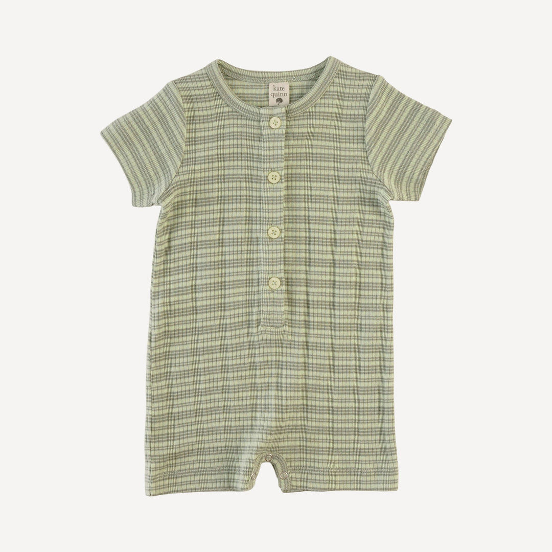 short sleeve union shortie | iceberg stripe | organic cotton multi rib