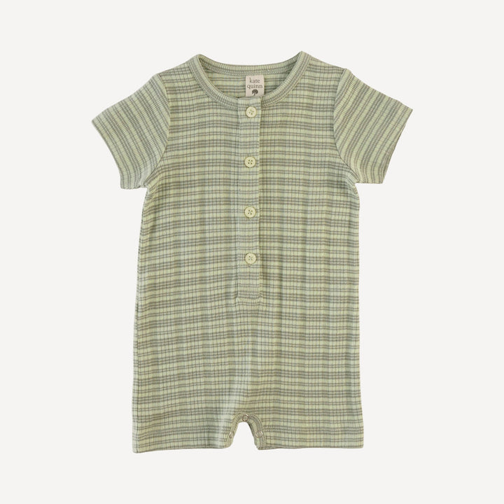 short sleeve union shortie | iceberg stripe | organic cotton multi rib