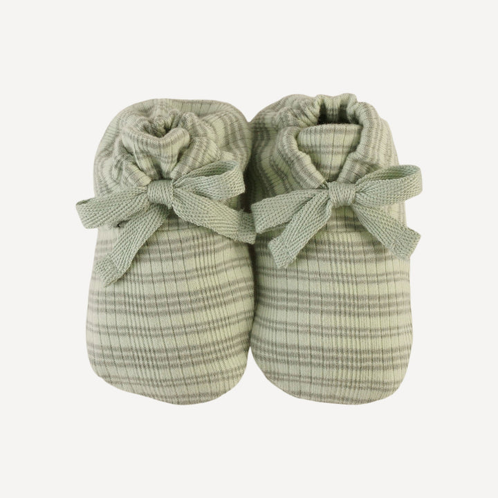 tie booties | iceberg stripe | organic cotton multi rib