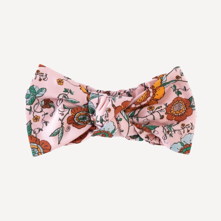 large bow elastic headband | chinoiserie floral | organic cotton jersey