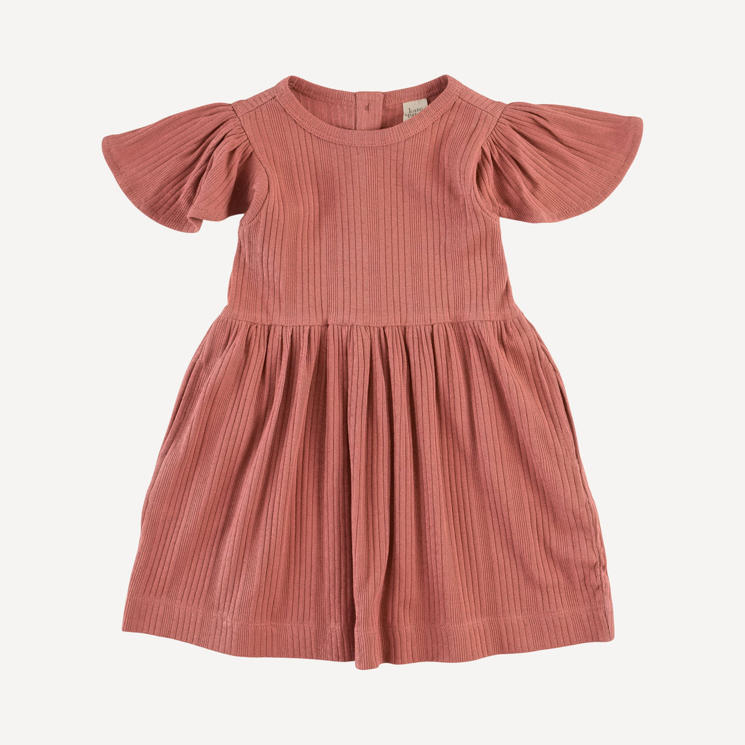 colette dress | rose | organic cotton multi rib