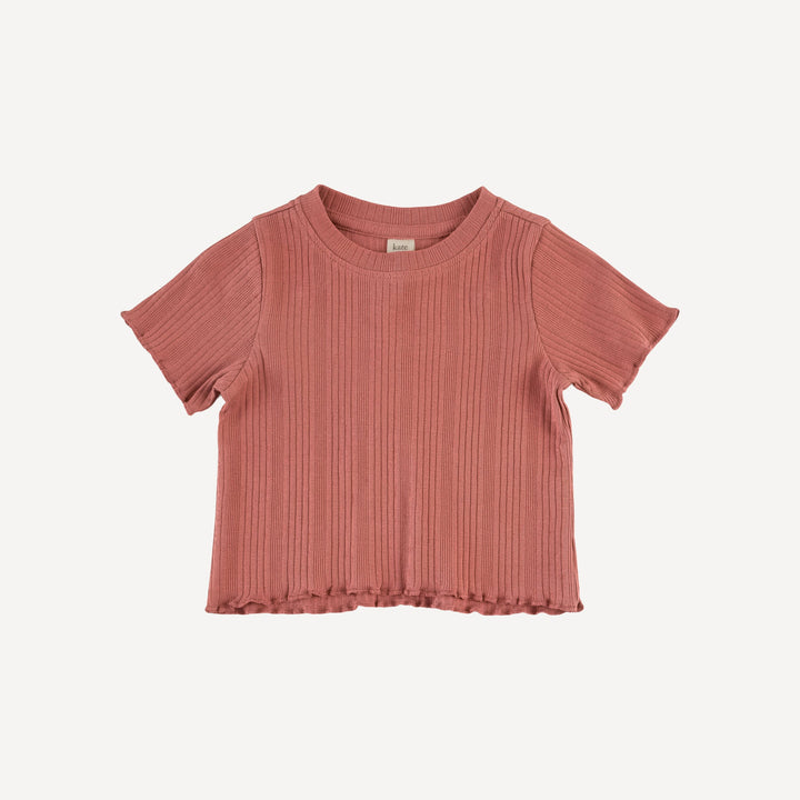 short sleeve jade set | rose | organic cotton multi rib