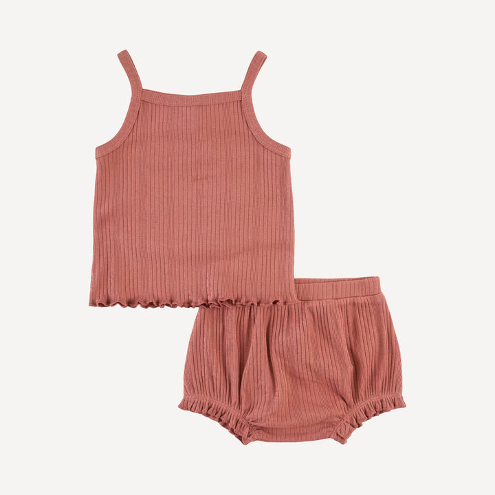 lettuce spaghetti tank + bloomer set | rose | organic cotton multi rib