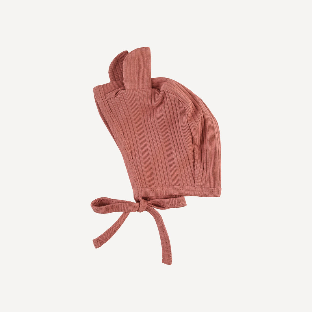 bear hat | rose | organic cotton multi rib