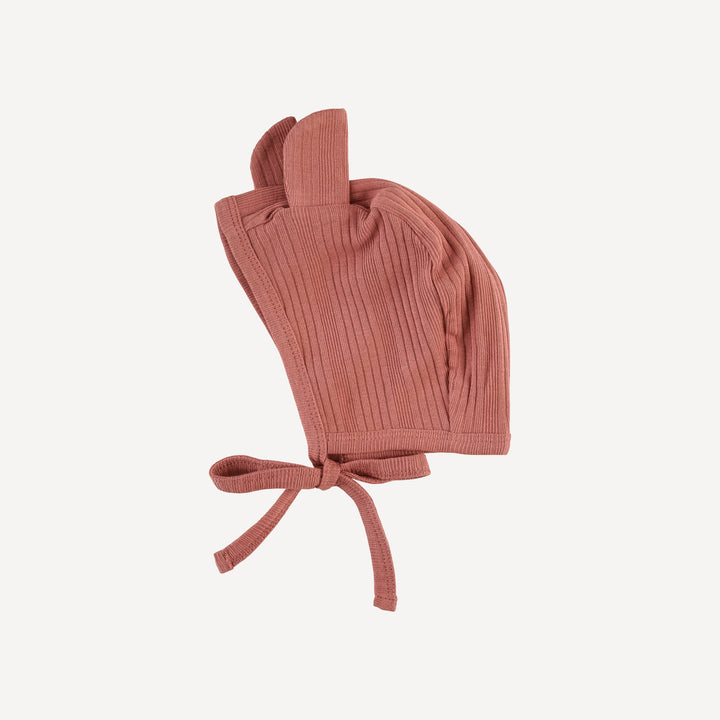 bear hat | rose | organic cotton multi rib
