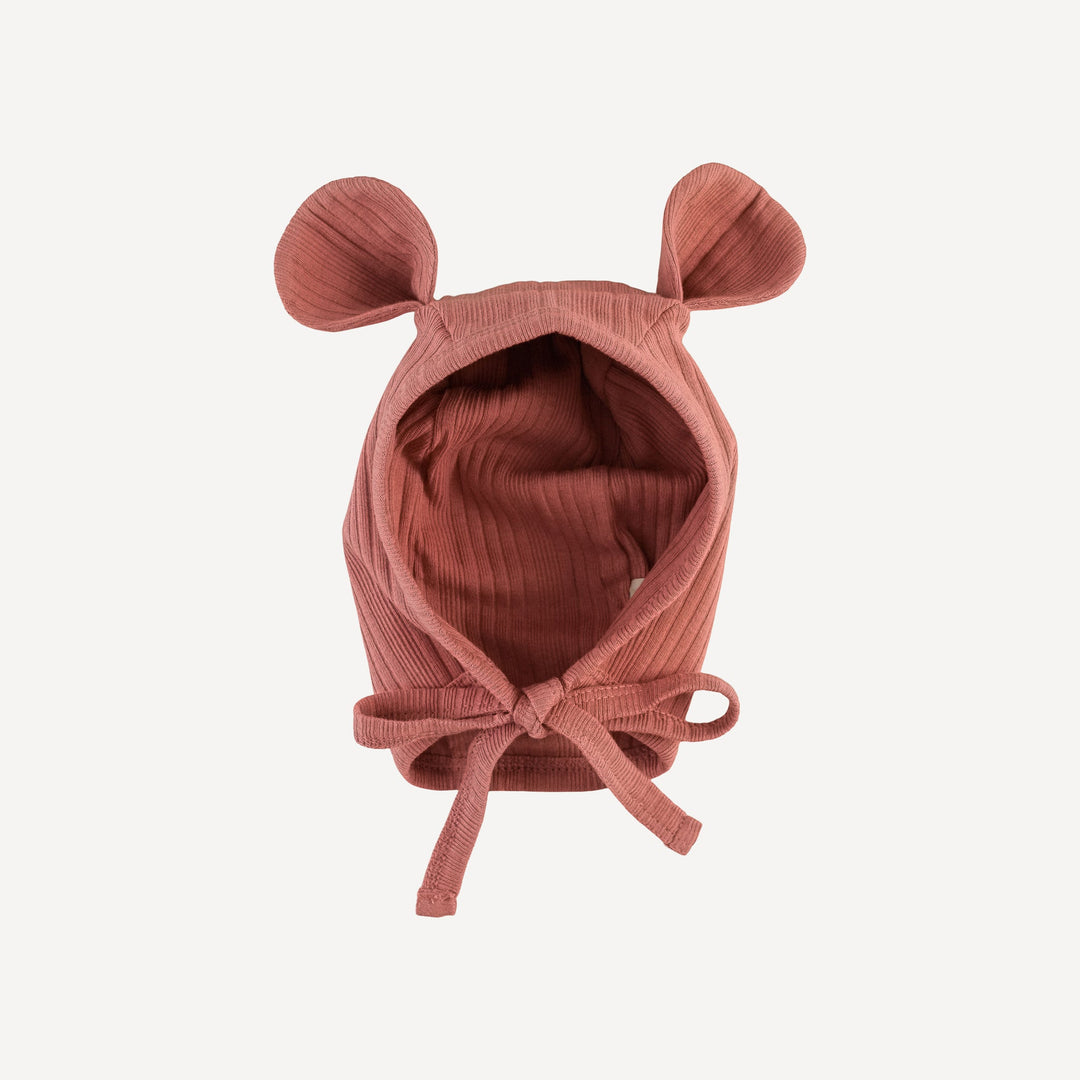 bear hat | rose | organic cotton multi rib