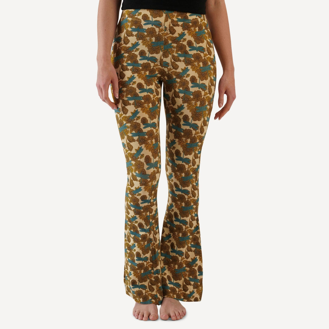 womens flare leg pant | dragonfly garden | bamboo