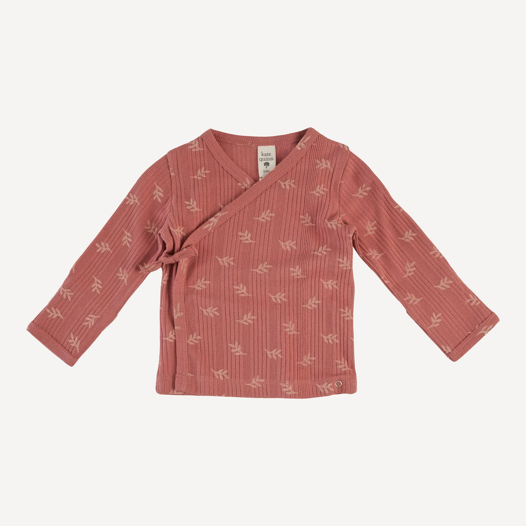 wrap layette set | rose leaf | organic cotton multi rib