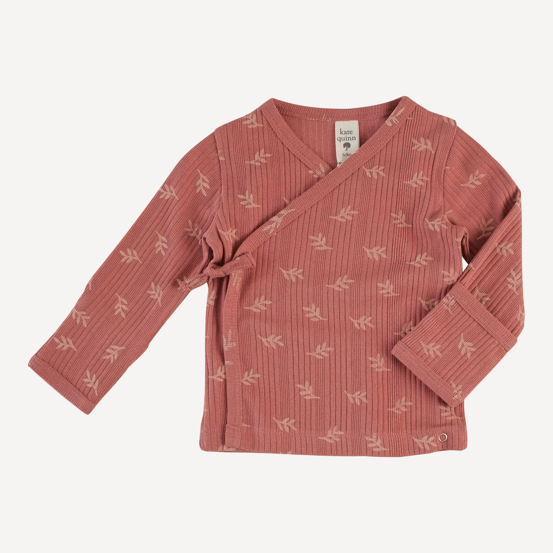 wrap layette set | rose leaf | organic cotton multi rib