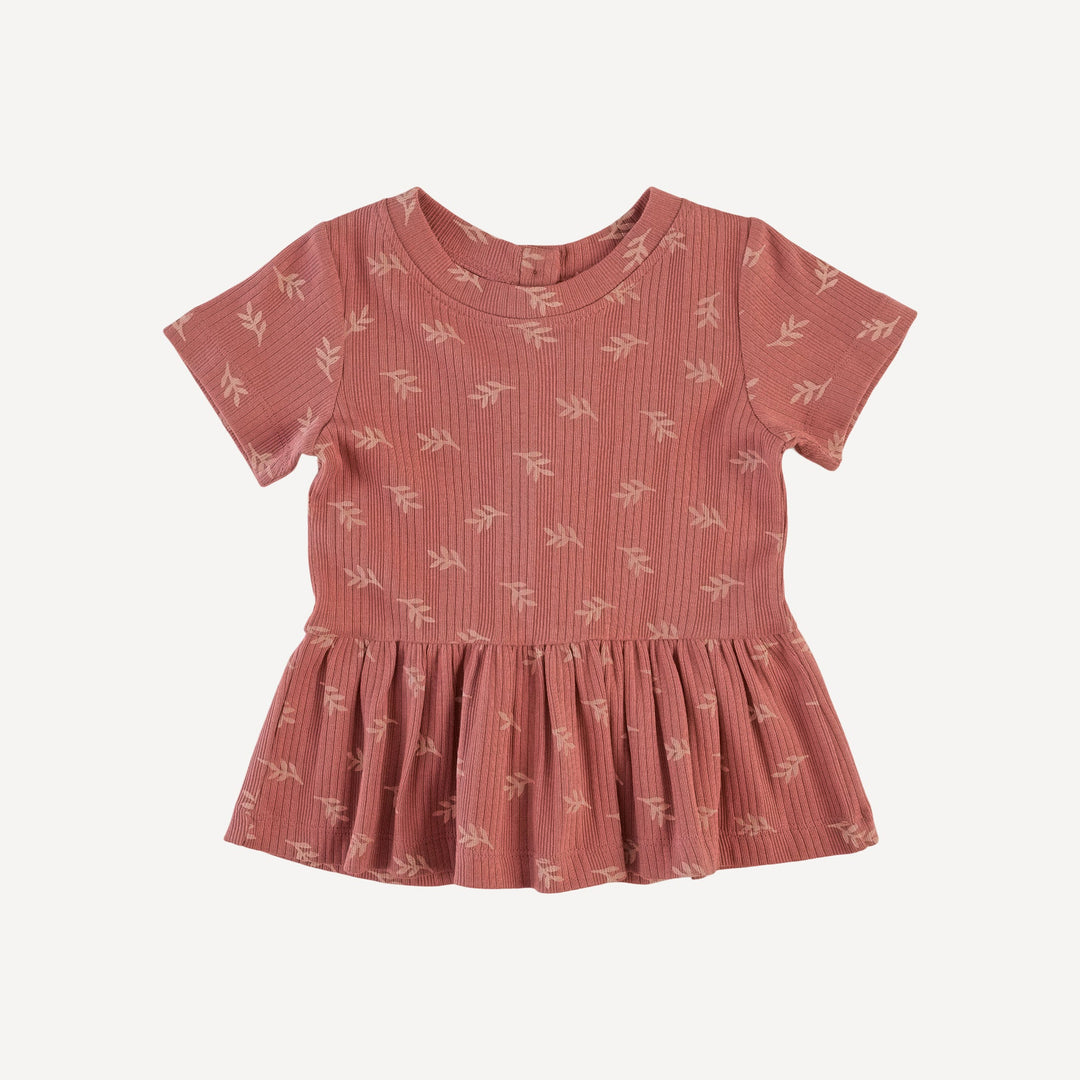 short sleeve kate top | rose leaf | organic cotton multi rib