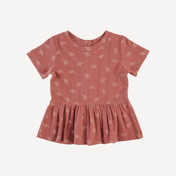 short sleeve kate top | rose leaf | organic cotton multi rib