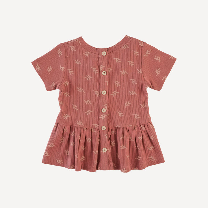 short sleeve kate top | rose leaf | organic cotton multi rib